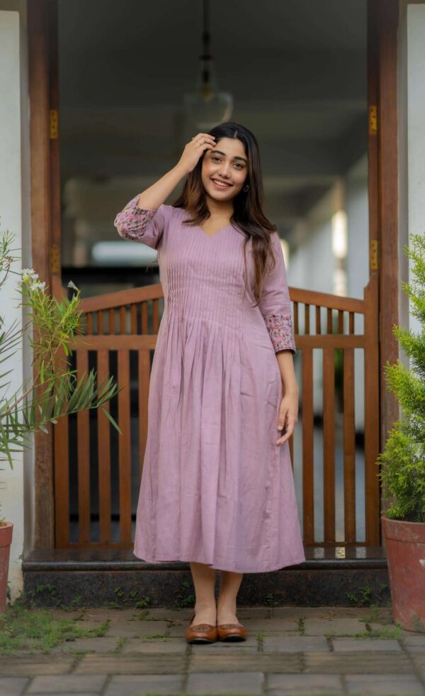 Floral Elegance ? Cotton Embroidered Dress with Printex Magic S) - Image 4