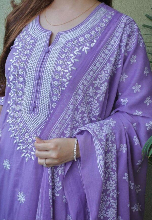 Soft & Stylish ? Floral Embroidered Cotton Printex Dress (L) - Image 5
